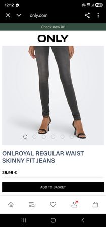 ONLY Grey Skinny Jeans with Zippers, Size 6/36, Excellent!