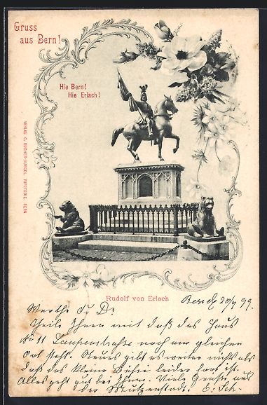 Ansichtskarten: AK Bern, Rudolf von Erlach, 1899 – Gebraucht aus Berlin von bartko-reher