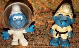 Figurines Schtroumpfs 2 pièces judo et astronaute