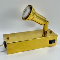 Lampe spot halogene ancienne en laiton dorée