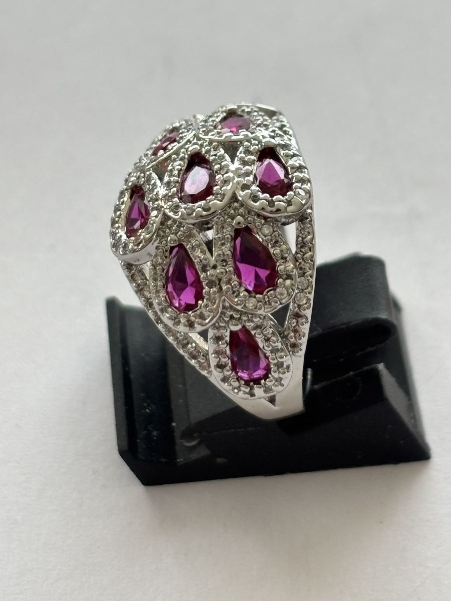 Ringe: Silber Ring 925  mit pinken Steinen – Gebraucht aus Langnau am Albis von flusspflege 2