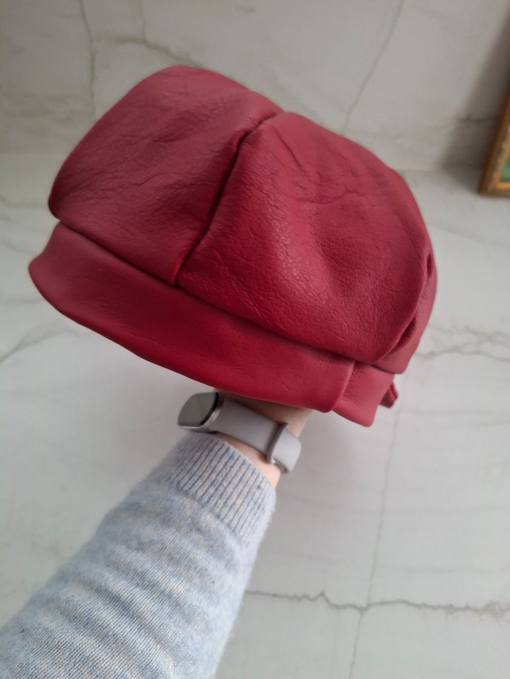 Copricapi, berretti & cappellini: Rote Ledercap, neuwertig, – Nuovo (secondo la descrizione) da Bellikon venduto da MellonCollieMitTwint 3