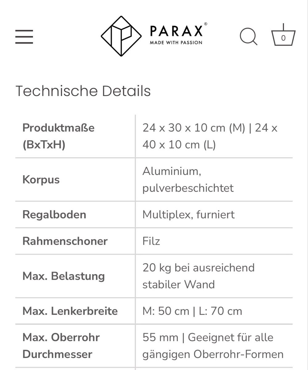 Supporti per biciclette: Parax S-Rack Velo Wandhalterung – Usato da Grenchen venduto da lrwdmr 4
