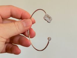 Bracelet ouvert motif trèfle zirconium neuf