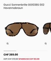 Sonnenbrille Gucci GG1038S 002 Havannabraun Top Zustand