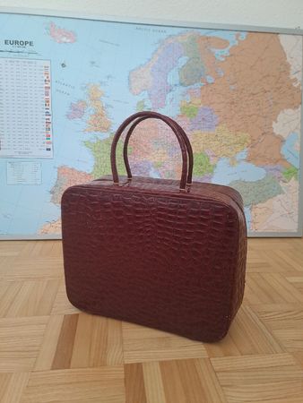 Vintage Estée Lauder Handtasche Krokodilleder-Style bordeaux
