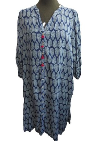 sMasse Gr. 48 bis 54 PAPRIKA längeres Sommerkleid blau weiss
