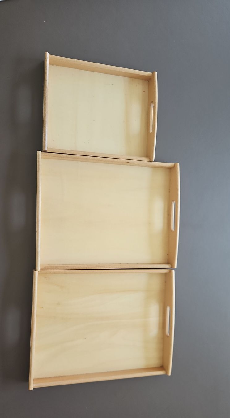 Holzartikel: 3x Holz Tabletts mit Griffen nature – Gebraucht aus Zug von kashtos