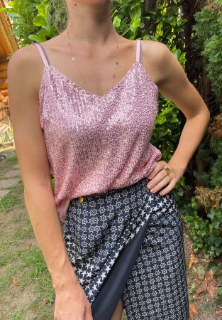 Top rosa con paillettes, da sera taglia M/L✨