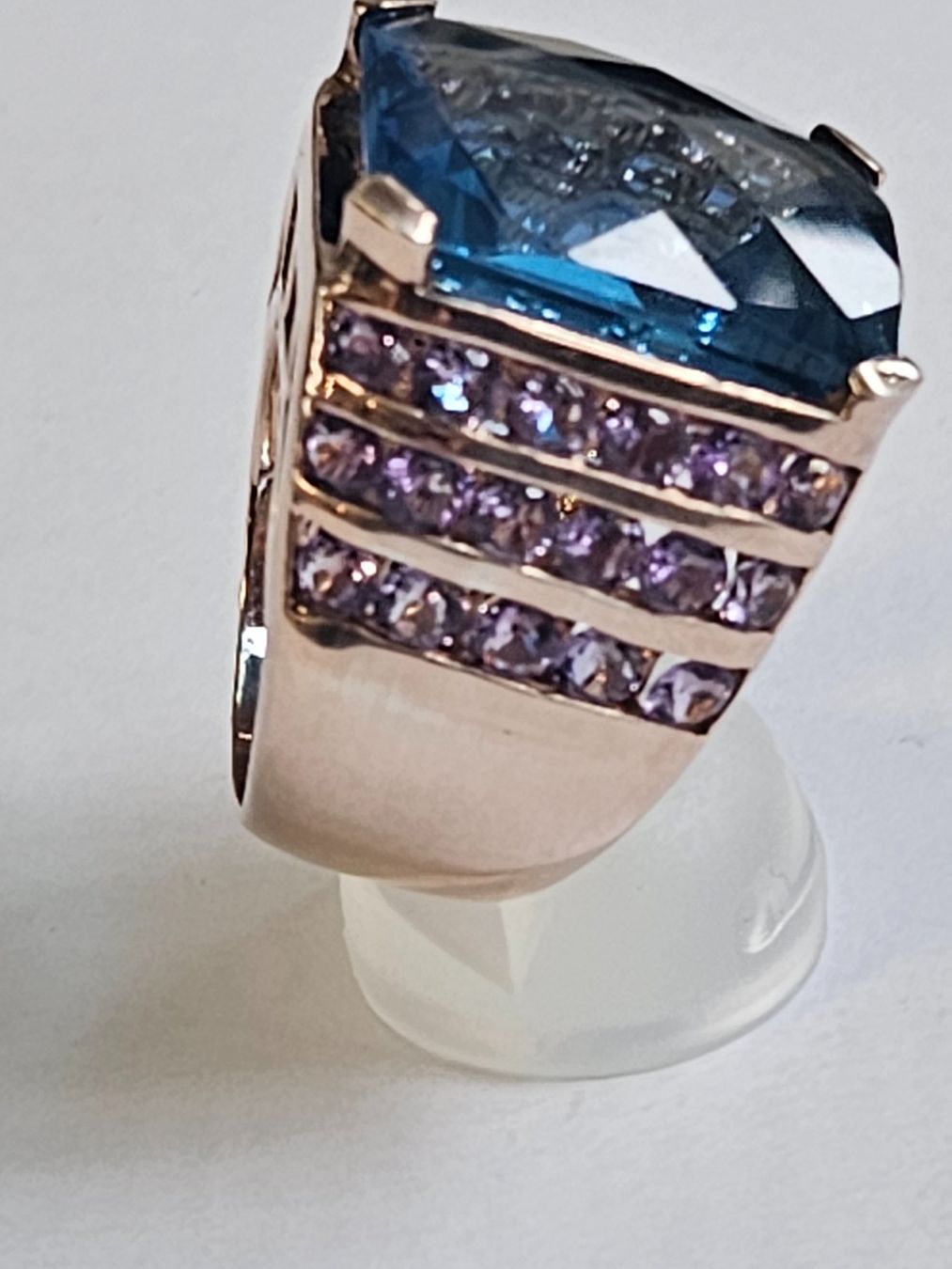 Anelli: Massive Ring mit blauaem Topas und Amethisten Grösse 58 – Nuovo (secondo la descrizione) da Zürich venduto da Bieter04 3