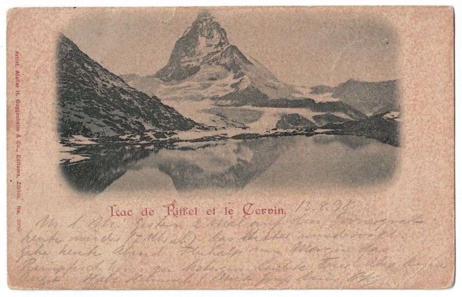 Cartoline postali: Lac de Riffel et le Cervin, circulée 1898 – Usato da Frauenfeld venduto da POML