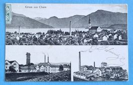 Cham - Dorfansicht - Fabriken mit Hochkamin - 1906