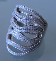 Vintage 1970er Jahre Silber 925 Pavé Fingerring Gr. 57