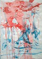 Gemälde auf Papier: Rot-Blau