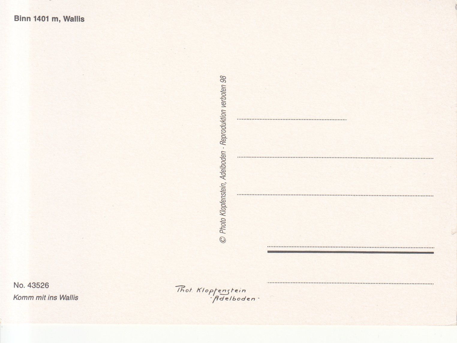 Cartoline postali: Binn ca. 1970 – Usato da Bürglen TG venduto da StampGraf 1