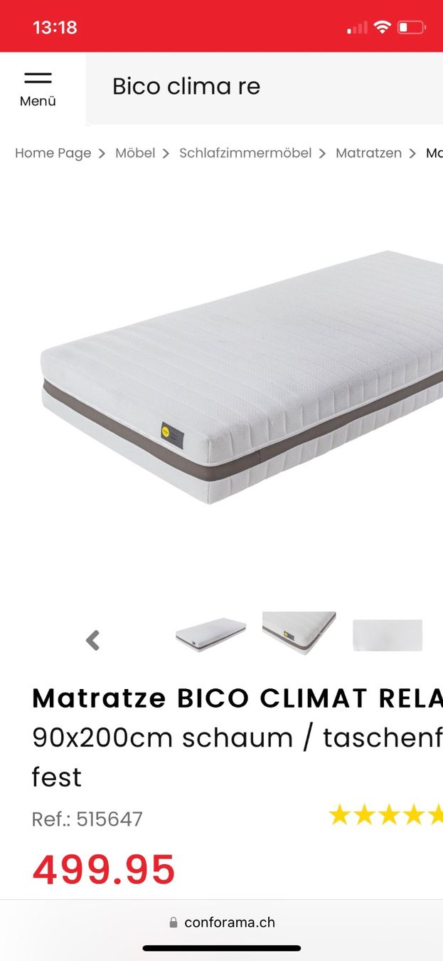 Bico Materassi: Matratze Bico Climat Relax 90x200 – Nuovo (secondo la descrizione) da Hergiswil NW venduto da natejuke
