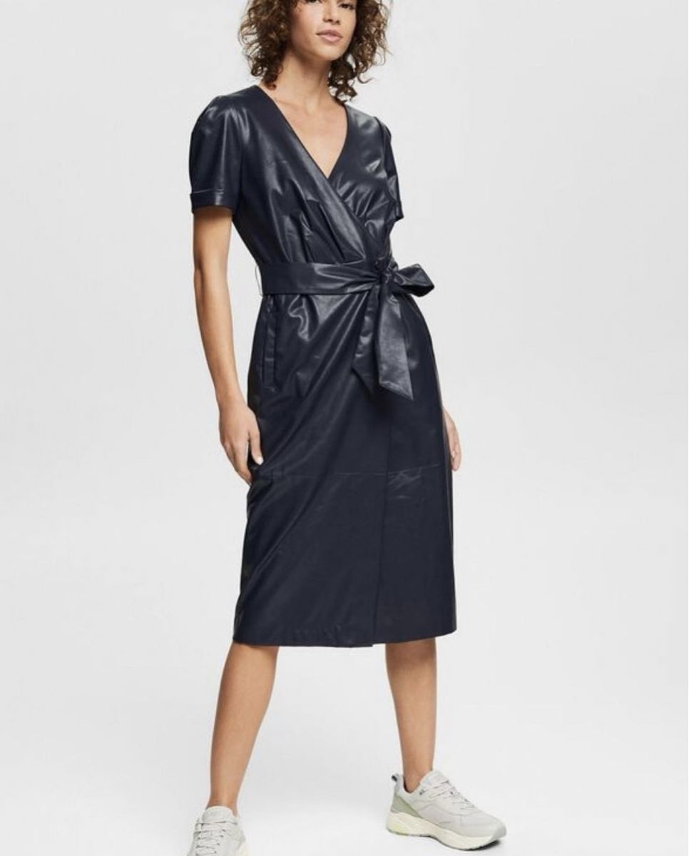 Esprit Vestiti: Kleid in Lederoptik - Navy – Nuovo e nell'imballaggio originale da Wittenbach venduto da bes_k8vr 1