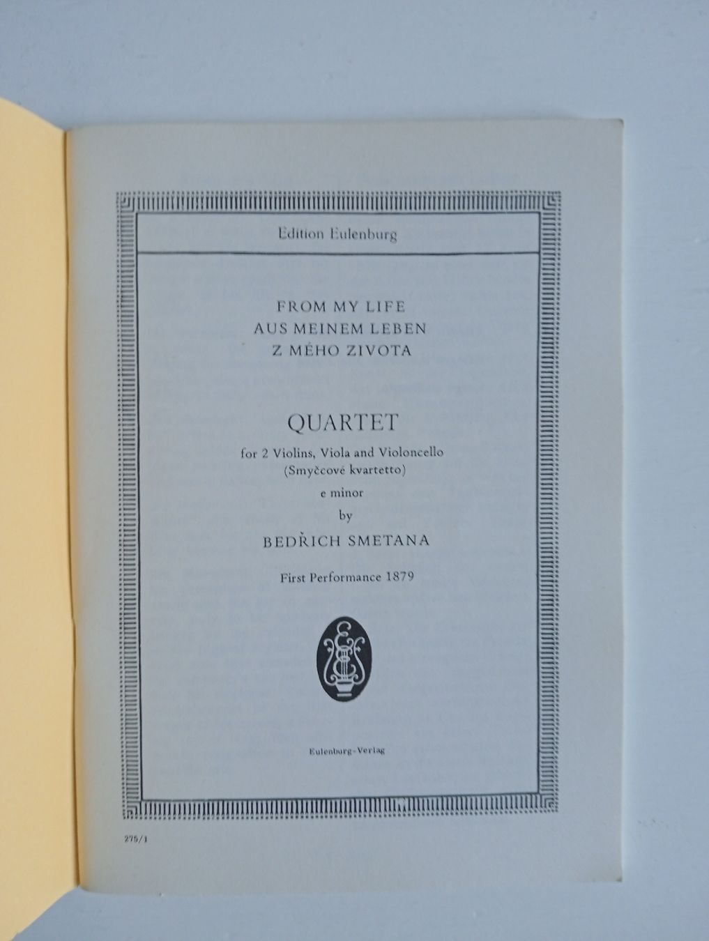 Libri: Smetana String Quartet From My Life E Moll  Pocket Score – Usato da Allschwil venduto da Evgeniia78 1