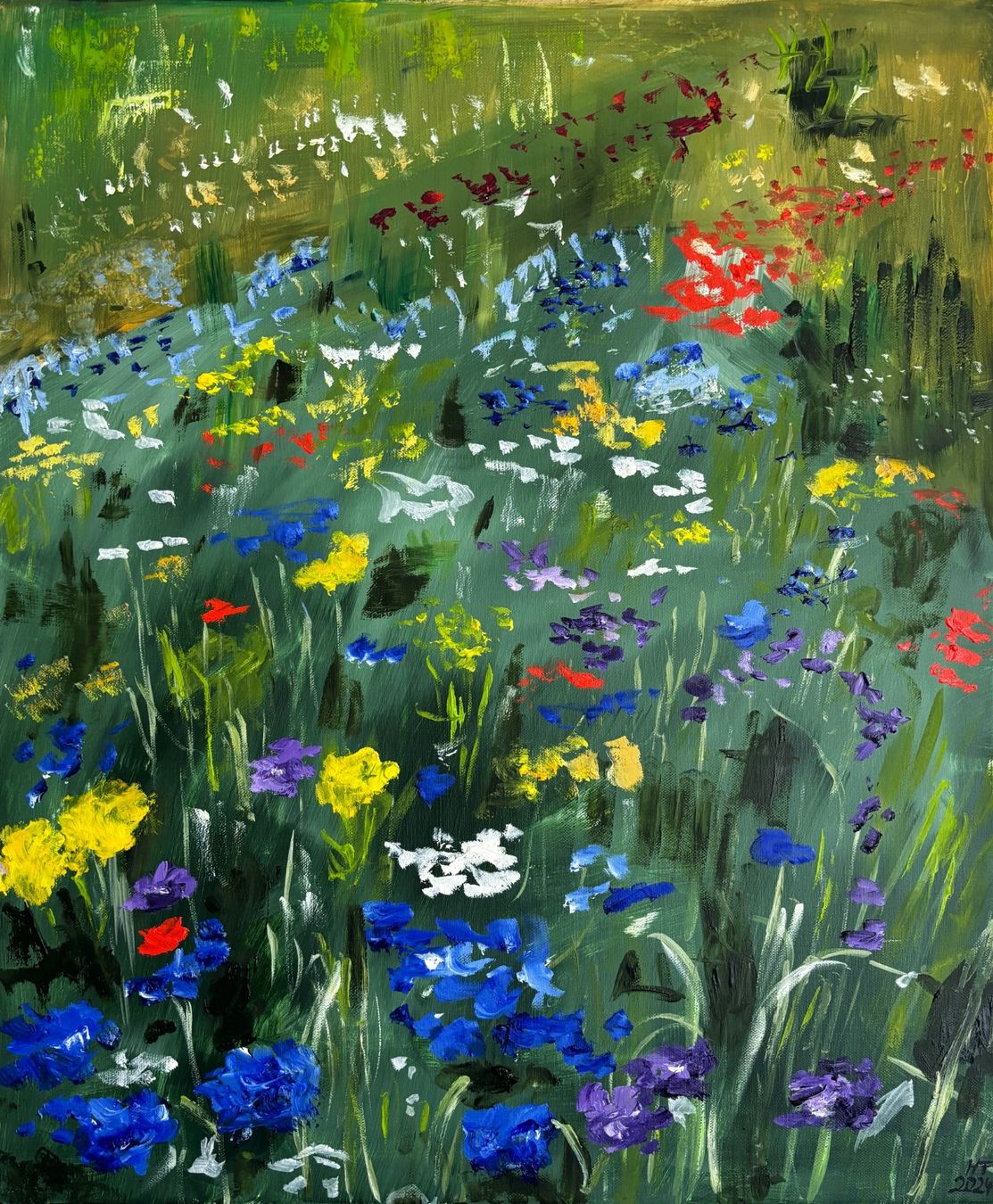 Dipinti: Blumenwiese Ölgemälde, handgemalt, abstrakt – Nuovo (secondo la descrizione) da Cham venduto da Felha 1