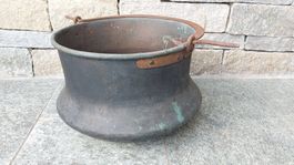 Antiker Kupfertopf, Kupferkessel, ca. 25 cm Durchmesser
