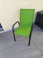 Metall Gartenstuhl Stapelbar mit Textilbezug grün 8 Stück