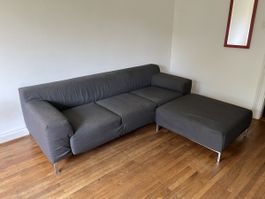 Sofa mit Hocker dunkelgrau