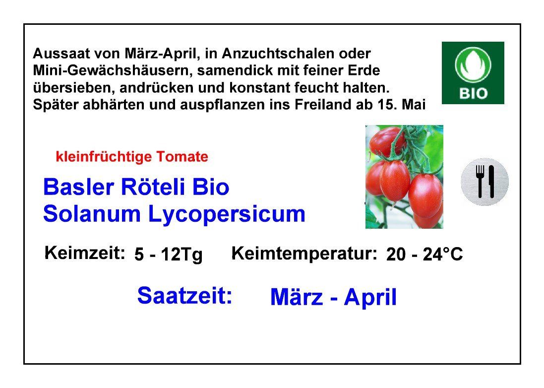 Piante & sementi: Basler Röteli BIO - Solanum lycopersicum - 20 Samen – Nuovo e nell'imballaggio originale da Sumiswald venduto da Cham14559 2
