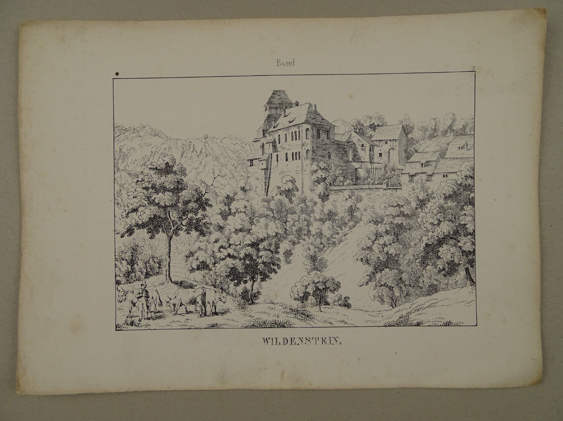 Incisioni: WILDENSTEIN, BASEL, FEDERLITHOGRAPHIE 1840 – Usato da Grüningen venduto da Kartensammler 1