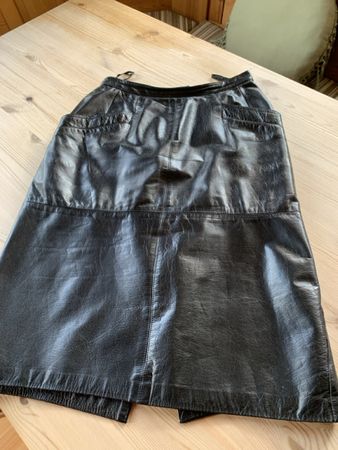 LEONARDO schwarzer Lederrock, Gr. 40 Vintage