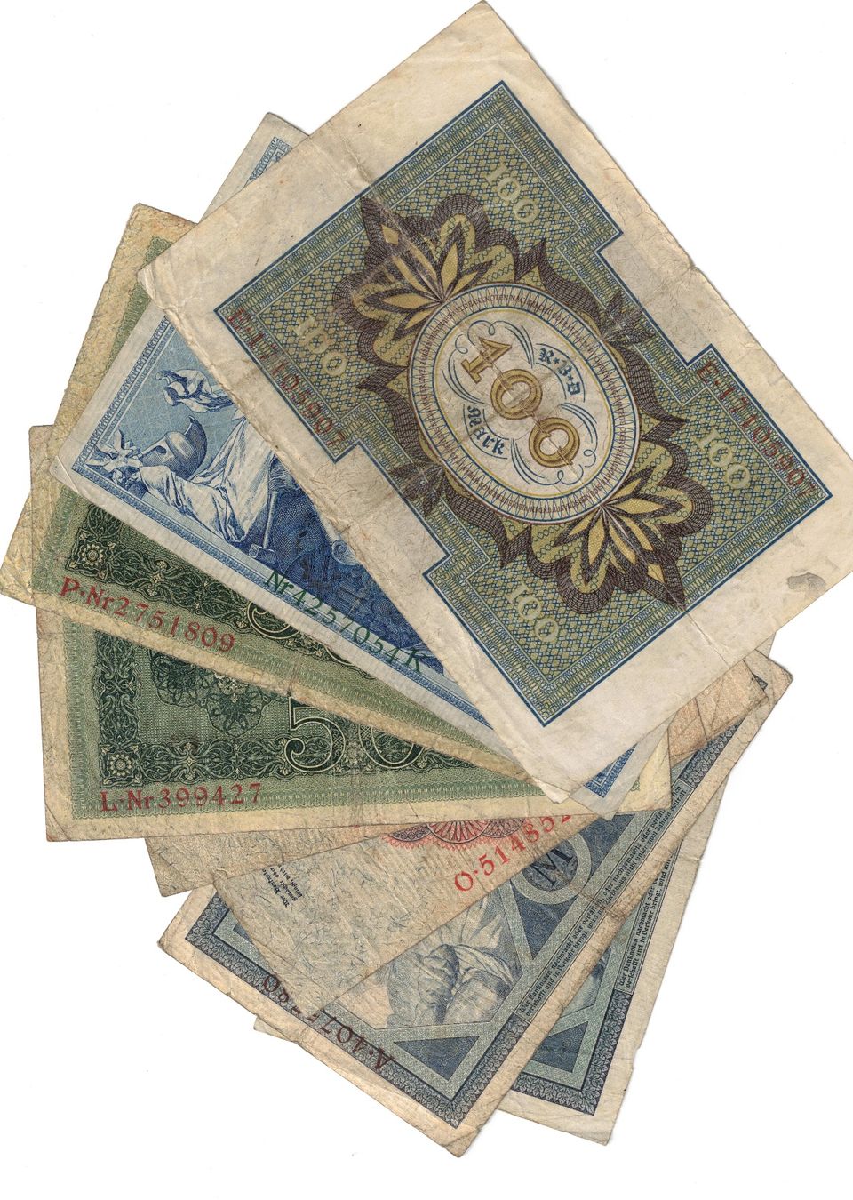 Banconote: 8 gebrauchte Reichsbanknoten – Usato da Bottmingen venduto da Golferin 1
