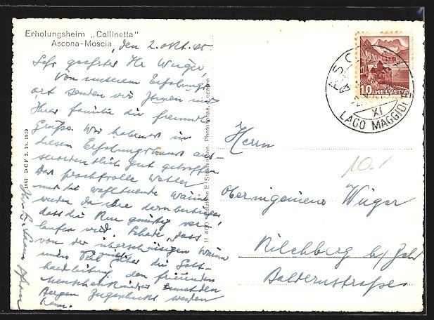 Cartoline postali: Ascona-Moscia, Erholungsheim Collinetta – Usato da Berlin venduto da bartko-reher 1