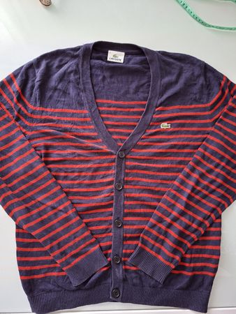 Cardigan Lacoste rayé rouge/bleu marine - Taille 4/M