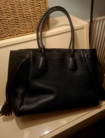 Longchamp Penelope Cuir Tote Bag Black Leather L