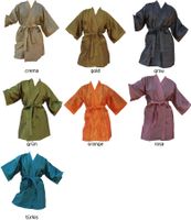 Satin Robe Kimono Bademantel Morgenmantel Damen mit Taschen