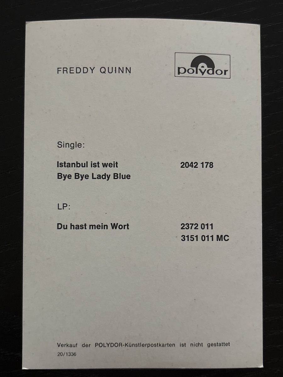 Autogramme: Freddy Quinn Autogrammkarte Istanbul ist weit – Gebraucht aus Uetendorf von hoisle 1