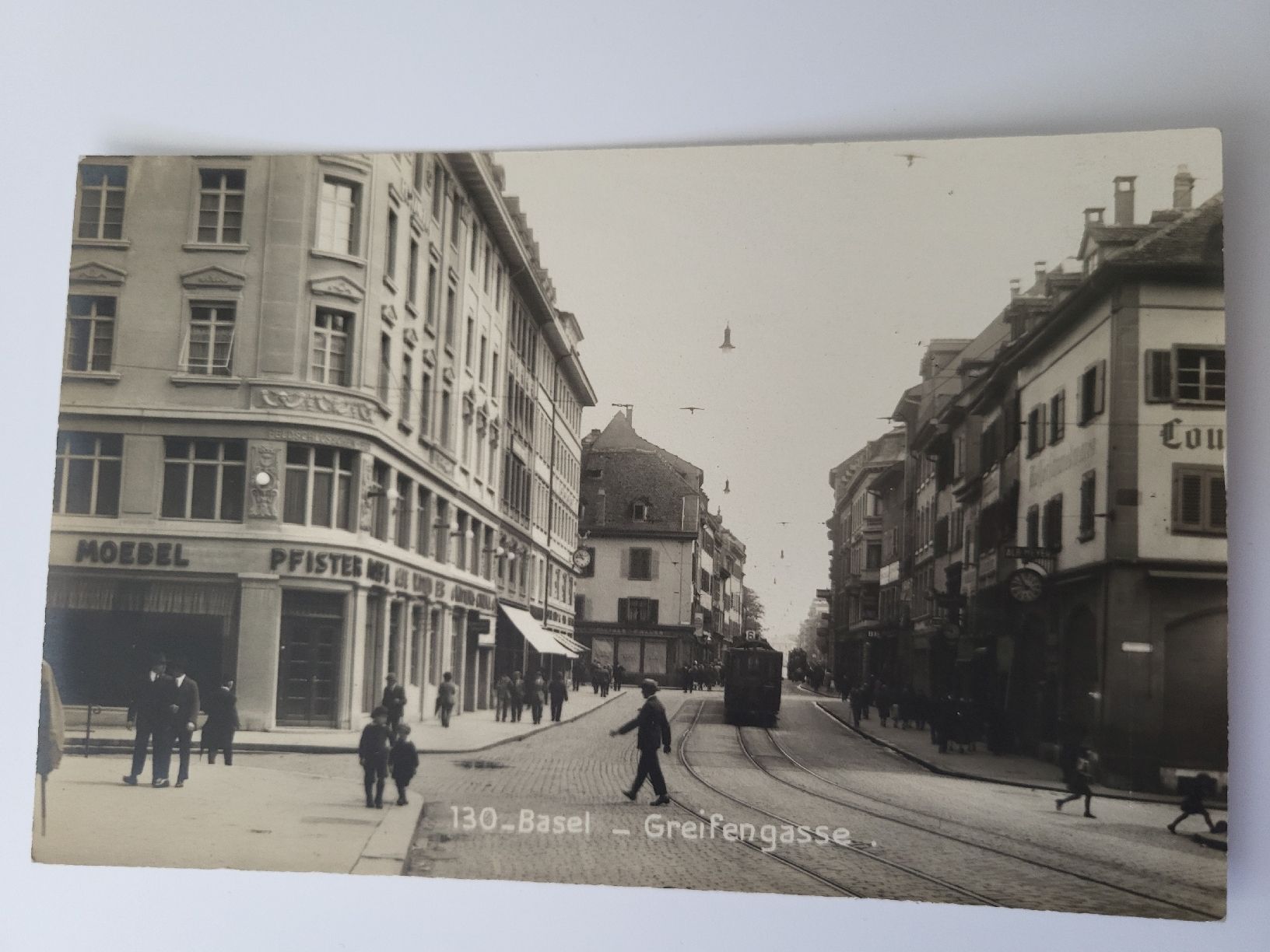 Cartoline postali: Alte Ansichtskarte Basel Greifengasse, 1910er, Tram R21 – Usato da nunningen venduto da mic_88k2