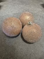 3 Weihnachtsbaumkugeln, rosa-goldig