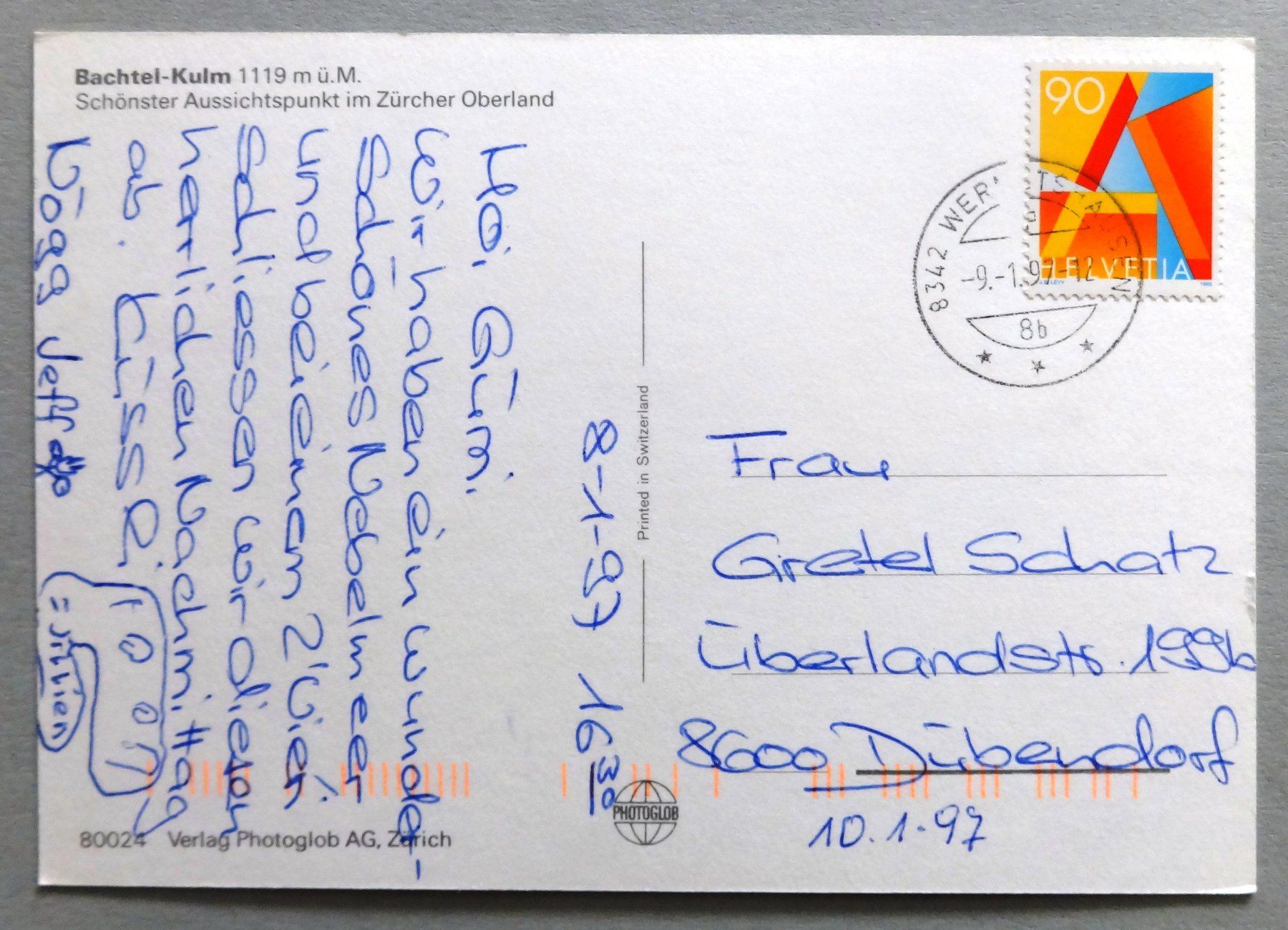 Cartoline postali: Bachtel-Kulm 1119 m ü.M. – Usato da Fétigny venduto da Billy2miny 1