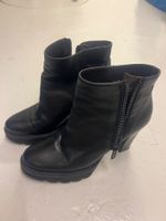 Stiefeletten Leder schwarz mit Reissverschluss gebraucht