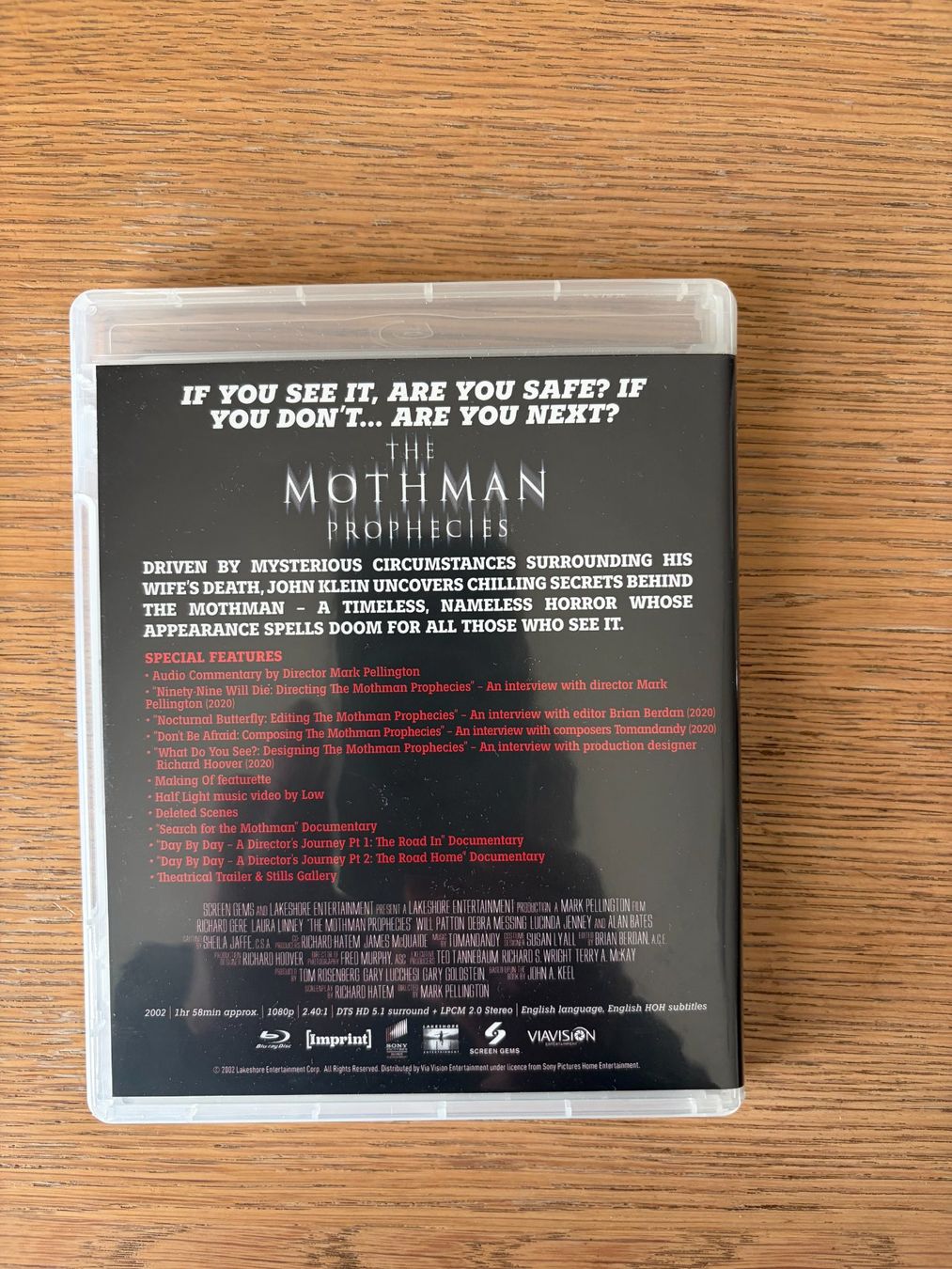 Alle DVDs: BLU RAY THE MOTHMAN PROPHECIES OOP – Gebraucht aus Geneve von tigre69 1