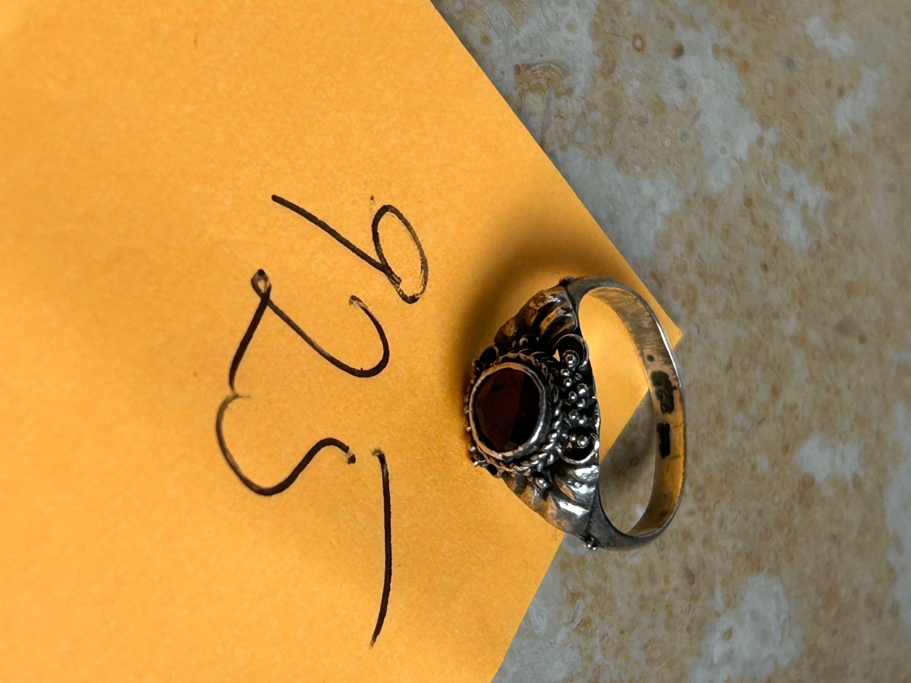 Anelli: Vintage Silberring Granat Stein (48) – Usato da Laufen venduto da Bellebellezza 6