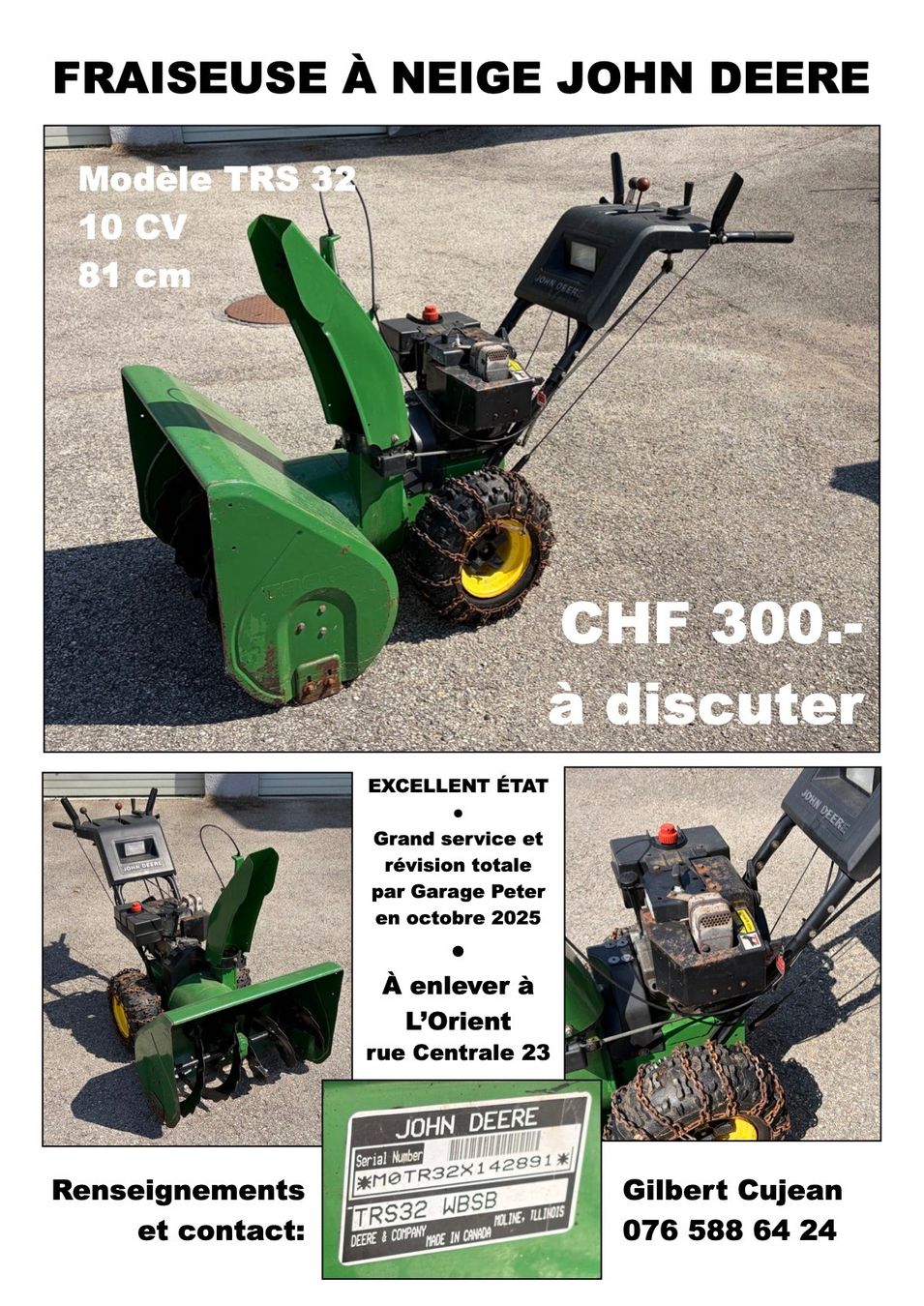 John Deere Déneigement: Fraiseuse à neige John Deere – D'occasion à L'Orient par Broc_art 3