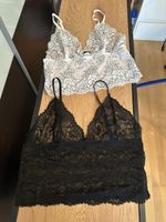 2 Bralettes Spitze Schwarz Weiss Set neu! Gr. 40