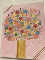 Verträumter rosa Blumenstrauss  Glitzerndes Leinwandbild
