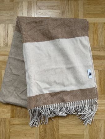 Winter Schal gestreift beige/braun mit Fransen