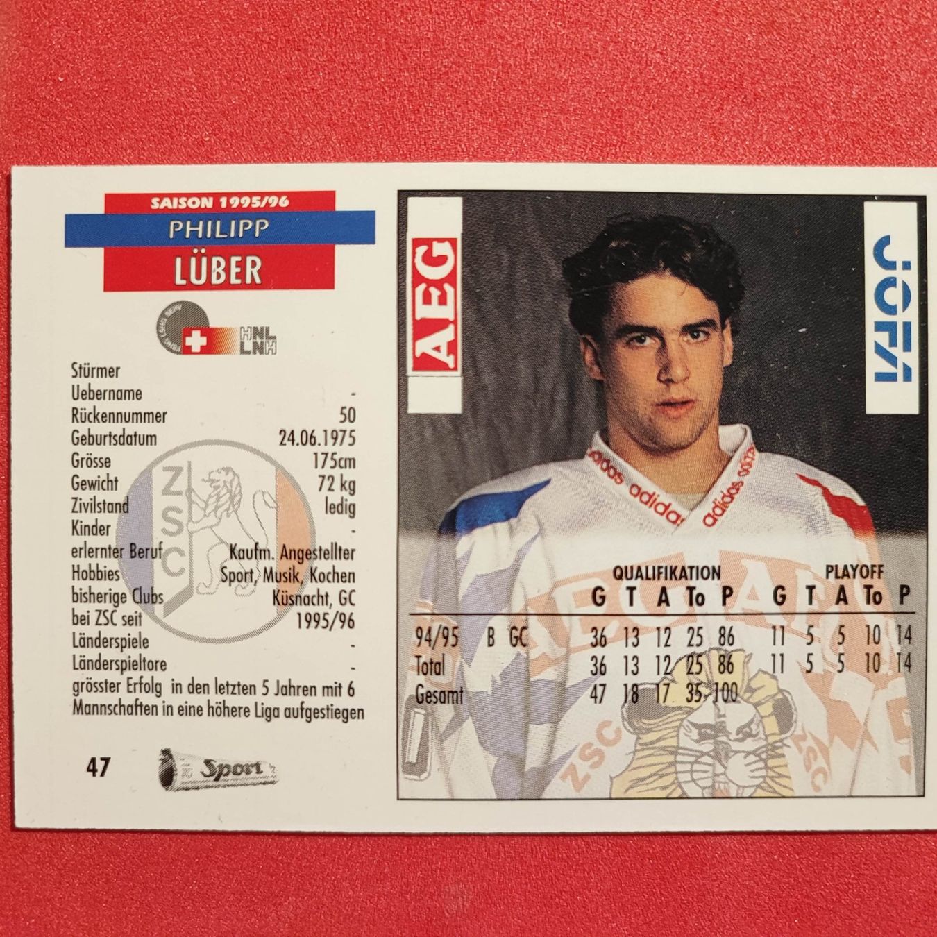 Sammelbilder & Trading cards: Philipp Lüber - ZSC - 1995/96 – Gebraucht aus Dübendorf von kb86_MOVIE 1