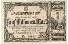 Mülheim 5 Mil.Mark Serie N 10.08.1923 SS++-VZ