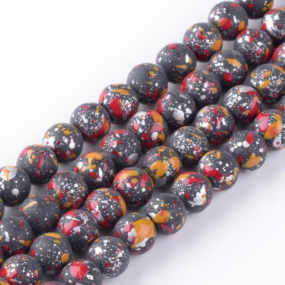 Perles (synthétiques): Glasperlenstrang Rot gemustert 6mm / 120Stück – Neuf (Voir description) à Rüegsau par Tausendfreund 1