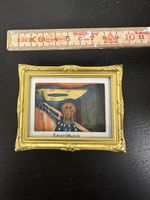 Miniatur "Der Schrei" von Edvard Munch, Goldrahmen.