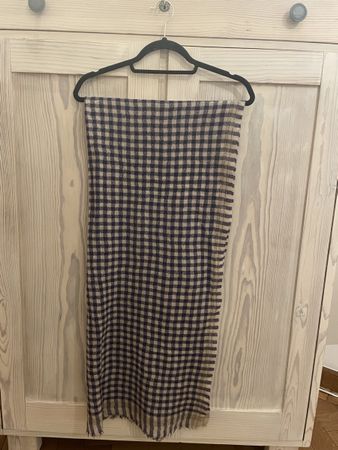 Mois Mont Schal, kariert, Wolle, taupe/Lila